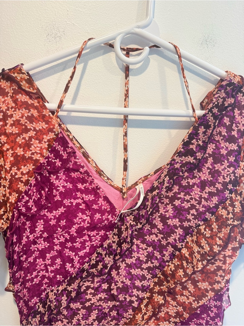 Anthropologie Floral Mini Dress in Magenta and Rust - Picture 5 of 8